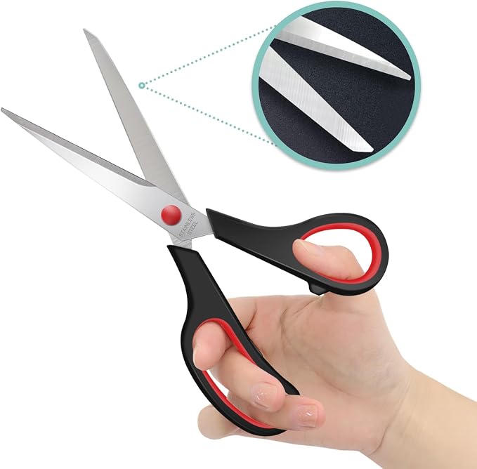 9 Packs 8" Sewing Craft Scissors Bulk,Multipurpose Heavy Duty Sharp Paper Scissors,All Purpose Stainless Steel Scissors for Home Office Student Teacher Supplies