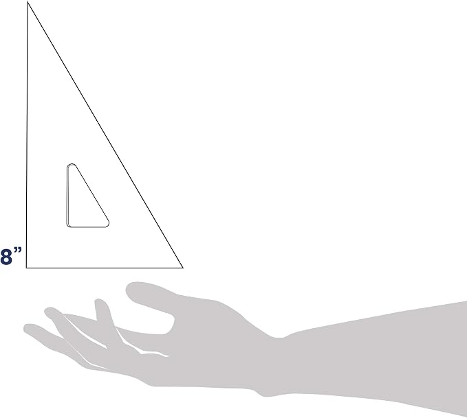 Pacific Arc Drafting Triangle, 8-inch, 30/60/90 Degrees, Clear Acrylic, Plain Edge