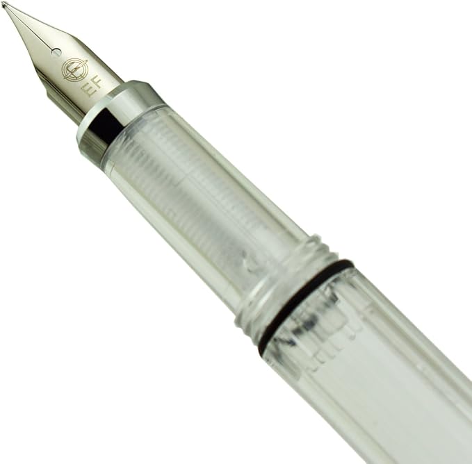 Lanxivi Yongsheng 3008 Piston Fountain Pen EF Extra Fine Nib,Transparent SilverTrim 4 Colors Set