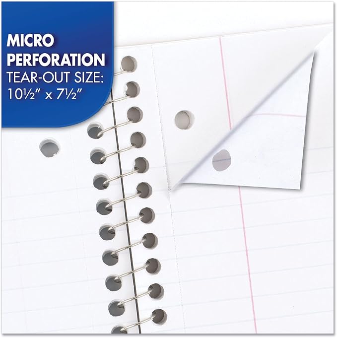 Mead Spiral Notebook, 1 Subject, College Ruled Paper, 7-1/2" x 10-1/2", 70 Sheets per Notebook, Colors Will Vary, 6 Pack (73065)
