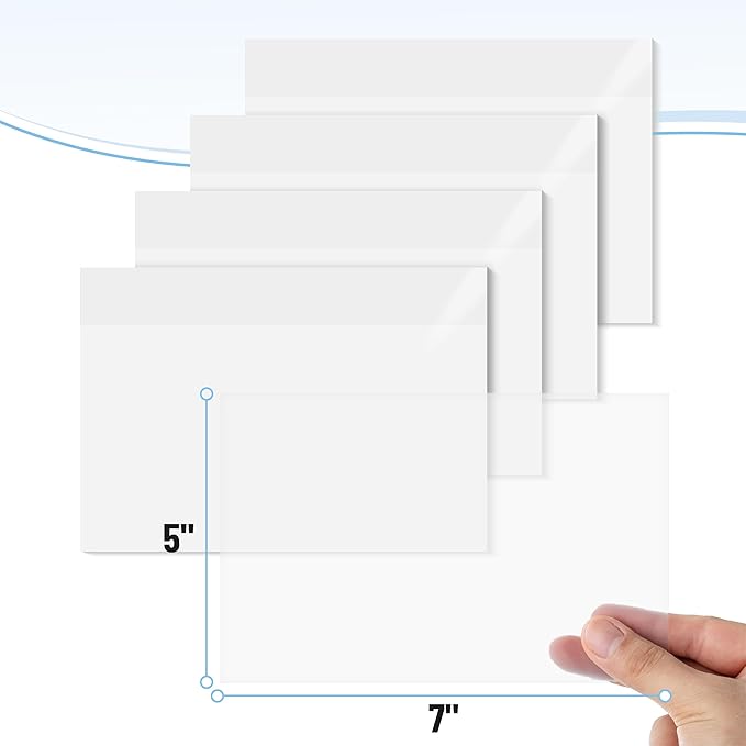 Mr. Pen- Transparent Sticky Notes, 5" x 7", 10 Pads, 500 Sheets | Large Clear Sticky Notes, Waterproof Self-Adhesive Clear Note Pads for Bible Journaling and Studying, Easy to Peel