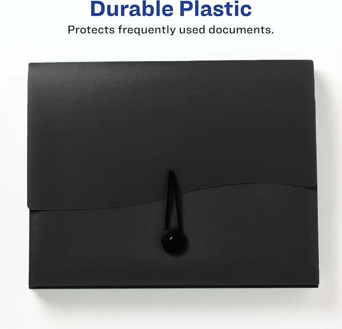 Avery Slide & View Expanding File Folder, 6 Pockets, Letter Size, 1 Black Folder (73542)