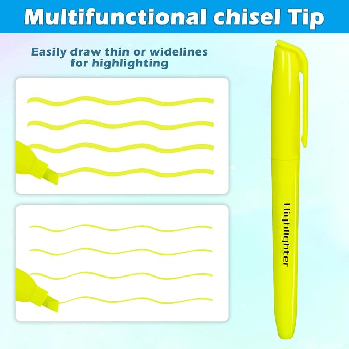 Duchong 30 Yellow Highlighters, Chisel Tip Dry-Quickly Highlighter Markers, Highlighter Bright Colors for Adult Kids, Office Classroom Must Have, School Supplies for Teachers
