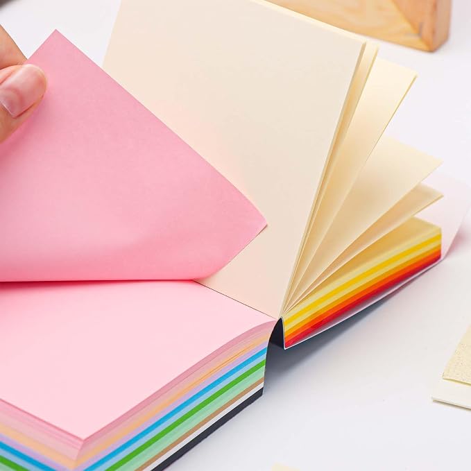Tear Off Notepad 3.5x3.5 Non Sticky Notes 380 Sheets Tearable 80gsm Memo Paper 19 Colors Note pad Black Square Cube for Taking Notes (3.5" x 3.5")