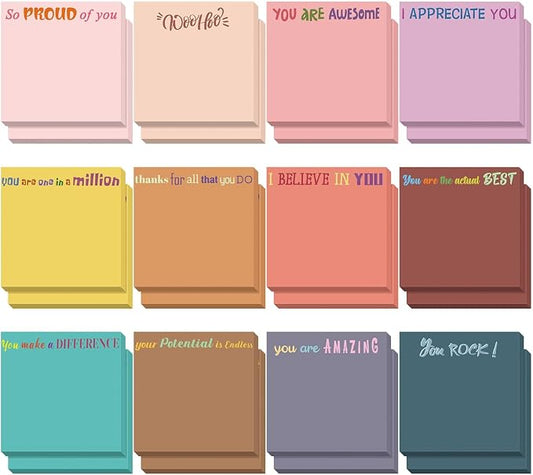 Yinder 24 Pcs Inspirational Sticky Notes, Back to School Supplies, Cute Motivational Sticky Notes Pad Employee Appreciation Gifts Bulk for Teacher Coworker Office 3 x 3'' (Thank You,Vintage Style)