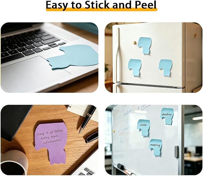 Sticky Notes, Cute Cat Sticky Notes 8 Pads 8 Colors Self-Stick Stickies Funny Note Pads 100 Sheets Teacher Back to School Supplies and Oﬃce Products