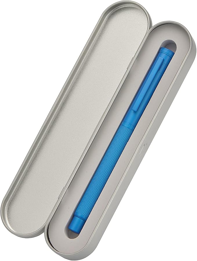 Asvine Blue Forest Fountain Pen Fine Nib, Classic Design with Converter and Metal Pen Case, The Light of Hope Serise
