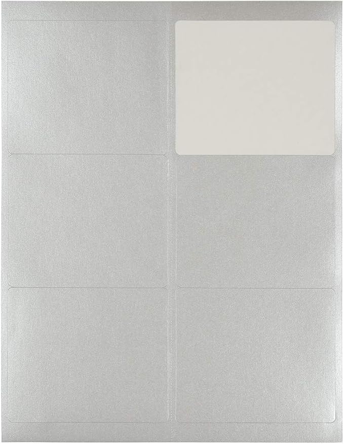 JAM PAPER Shipping Address Labels - Large - 3 1/3 x 4 - Metallic Silver - 120/Pack