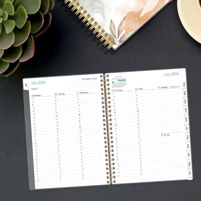 2026-2027 Appointment Book & Planner - 2026-2027 Daily Hourly Planner from July 2026 - June 2027, Weekly Appointment Book with 30-Minute Interval, Medium 6.4" x 8.5", Flower-C