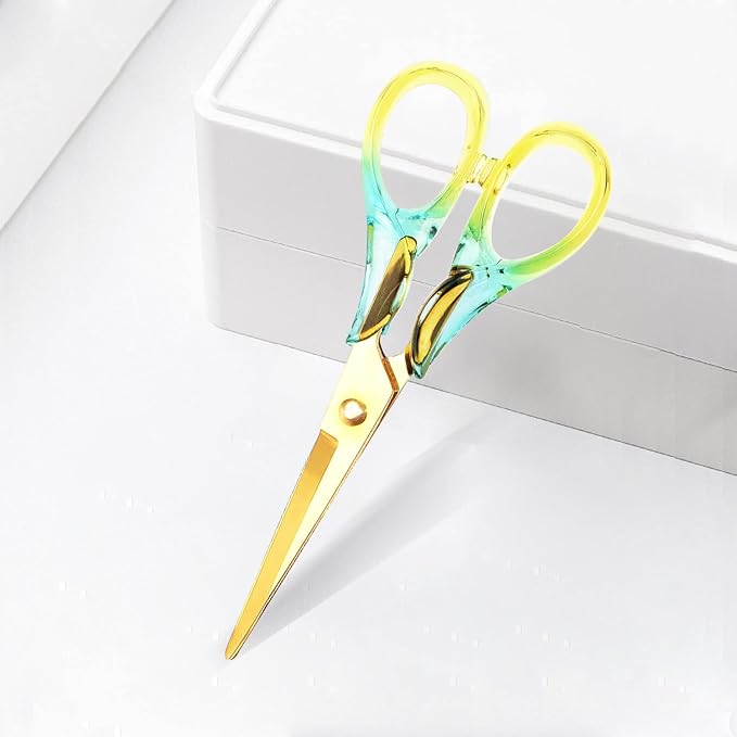 Aesthetic Yellow Transparent Acrylic Scissors, 6.3" Craft Shears with Sharp Stainless Steel Blades for Home Office & School, Cute Stationery Tools for Bullet Journaling, Scrapbooking & Gift Wrapping