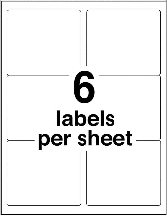 Avery Printable Shipping Labels with Sure Feed, 3-1/3" x 4", White, 600 Blank Mailing Labels for Laser Printers (5164)