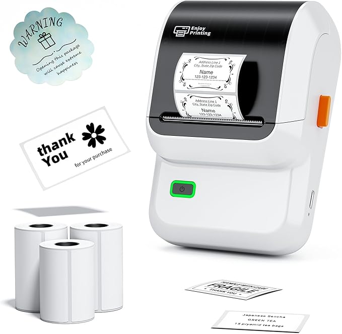 M100 Label Maker Machine with 3 Tapes, Portable Bluetooth Thermal Printer | 2 inch Label Printer Easy to Use Sticker Printer for Small Business, Home, School, Organization,, Office, Warehouse, White