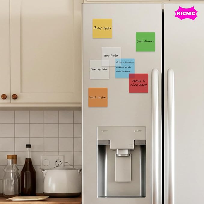 KICNIC Transparent Sticky Notes, 480 Pcs 3x3 Inch, Self-Adhesive Waterproof, See-Through Translucent Sticky Notes for Books, Bible, Page Markers, School Office College Supplies (Clear White)
