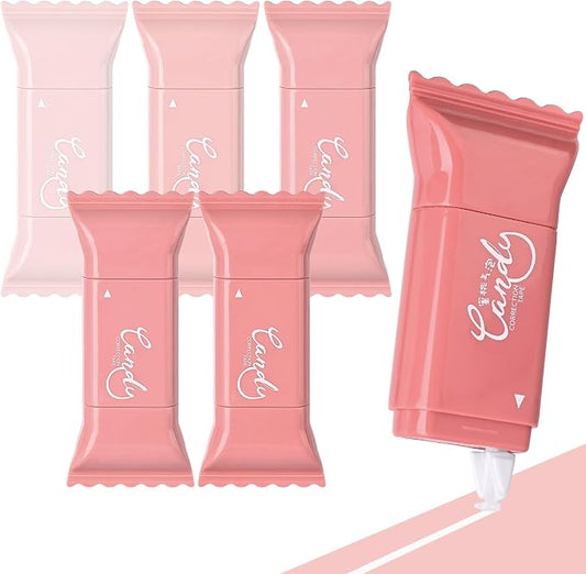 Temiary 6 Pcs Cute White Correction Tapes for Instant Corrections, Pink