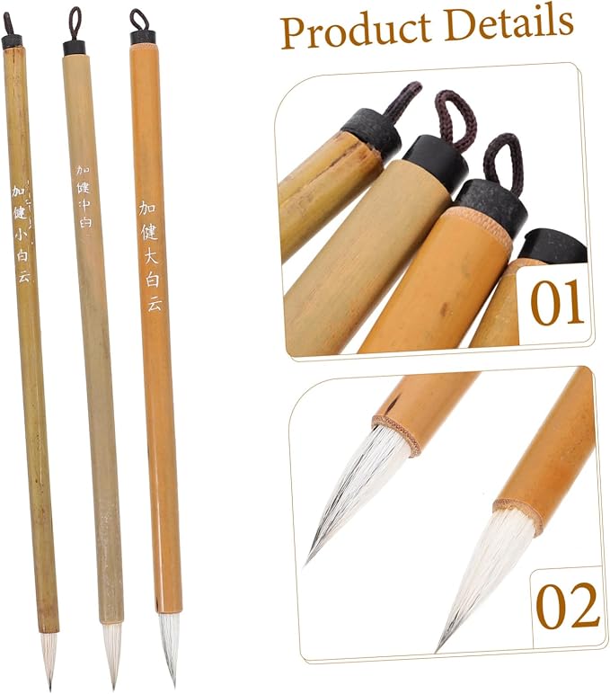 LALAFINA Chinese Calligraphy Brush Sumi Ink Brush for Chinese Calligraphy Painting Drawing and Writing Traditional for Beginners Practice 8.66 X 1.41 X 0.35 in