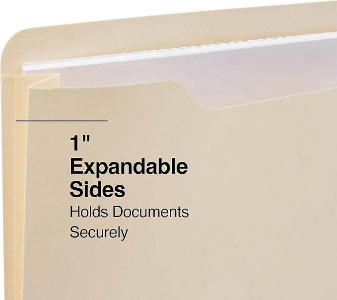 Staples File Jackets, Letter Size, 1‑Inch Expansion, Manila, Durable Reinforced Paper Construction – 100/Carton