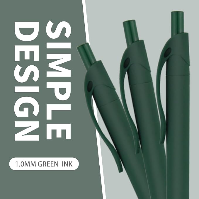 deegtran Pens Bulk, 50 Pack No Bleed Green Click, Wholesale Retractable Ballpoint Pens, Pens Medium Point, Smooth Ink Pens, 1.0MM Green Ink