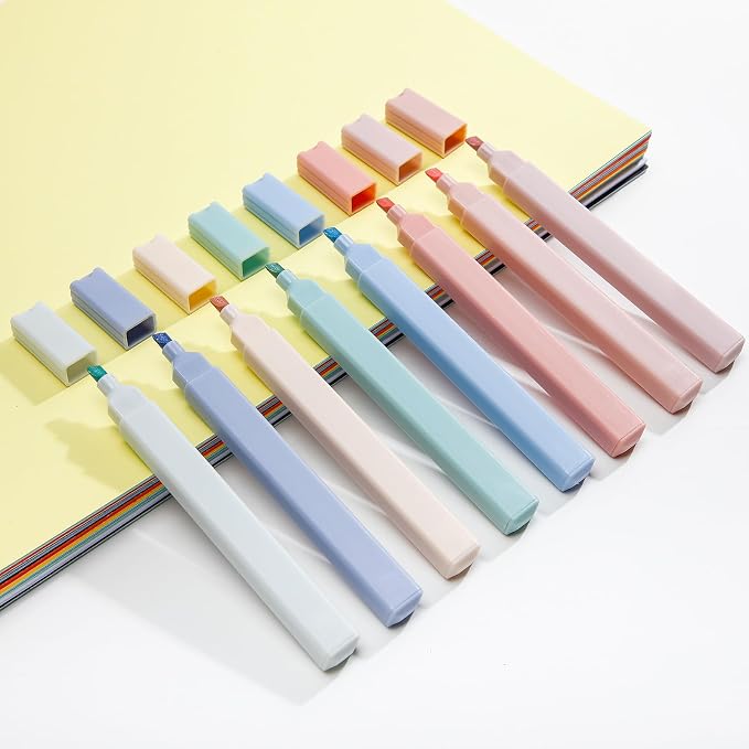 Marspark Highlighters Bulk Chisel Tip Aesthetic No Bleed Cute Color Marker Pens for Journal Planner Notes School Study Office Supplies(120 Pcs,Muted Pastel Colors)