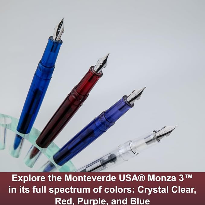Monteverde USA Monza 3 Fountain Pen Set (Red) - Medium, Fine, Omniflex Nib - Ideal Gift for Men & Women - Perfect for Office, Business, School, Gifts, Journaling, Autographs