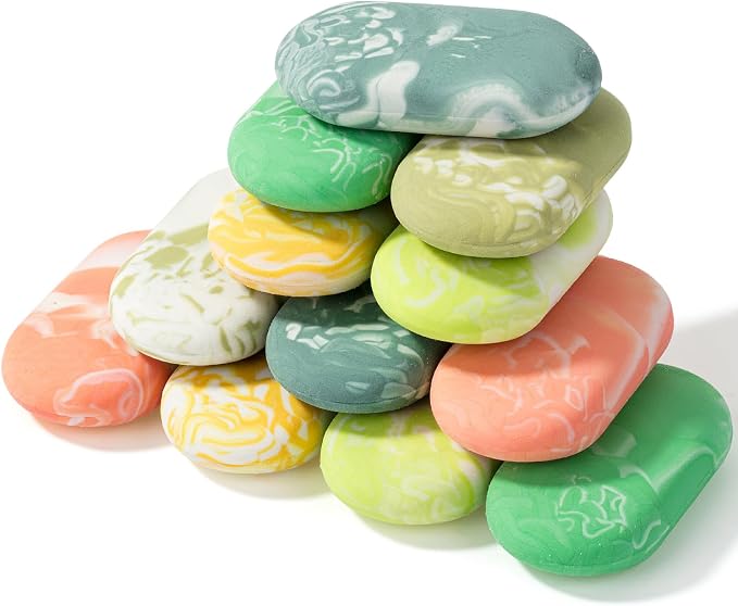 Mr. Pen- Marble Pencil Erasers, 12 Pack, 1" x 2" | Soft Rubber Marble Pencil Erasers for School, Office, Art Sketching, Homework, Exams, Clean Smudge-Free Correction