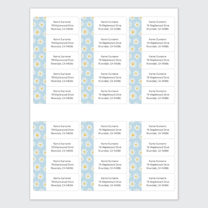 Dotty about Paper Personalized Oopsy Daisies - Blue - Return Address Labels x 100