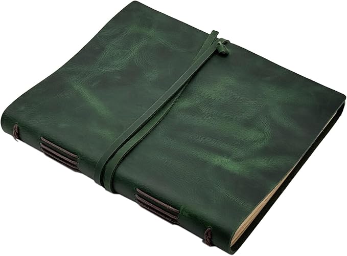 CooLeathor Large Notebook Journal - Genuine Leather Journals for Writing A4 Size Diary 8x10 Inch, Notepad For Women and Man, Gifts,Work,Travel Dark Green