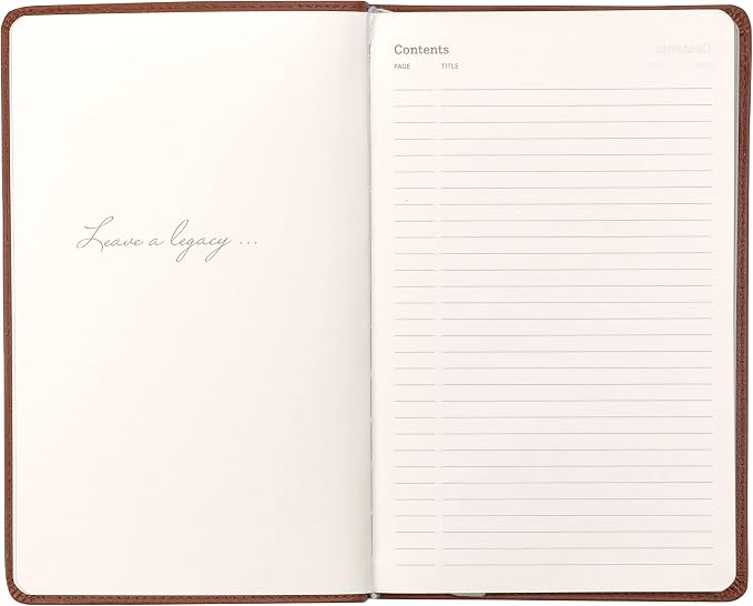 Classic Leather Notebook Writing Journal, Softcover, Narrow Ruled, Table of Contents and Numbered Pages