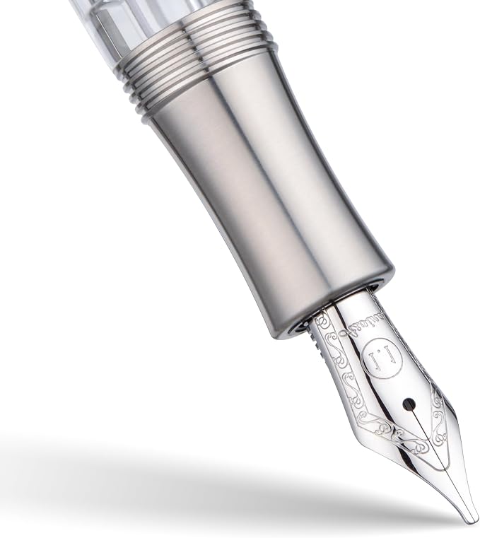 Asvine P36 Titanium Fountain Pen Piston Filling, Stub Nib 1.1mm Calligraphy Art Drawing Clear Demonstrator Acrylic with Case Set