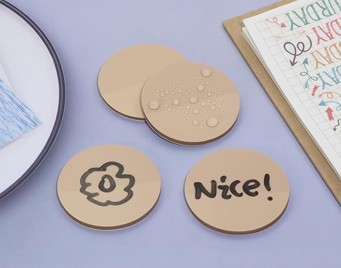 ONLYKXY 4 Pack Round Clear Sticky Notes 1.77inch Waterproof Self-Stick Book Tabs 200 Sheets PET Markers Sticky Notes Pad Index Sticker (Brown)