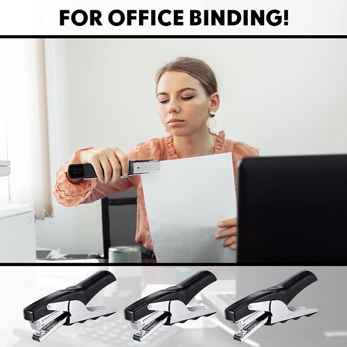 Yexiya 3 Pcs Heavy Duty Plier Stapler Heavy Duty Office Hand Held Staplers Effortless 50 Sheet Capacity Desk Good for Stapling Home Warehouse School, Black