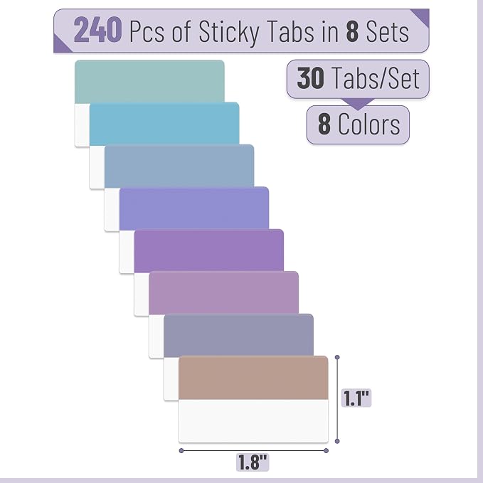 Mr. Pen- Sticky Index Tabs, 240 Pcs, Colorful Sticky Tabs for Notebooks | Page Markers, Page Tabs for Binders, Page Tabs Sticky Tabs for Books, Notebook Tabs, Book Sticky Tabs for Notebooks
