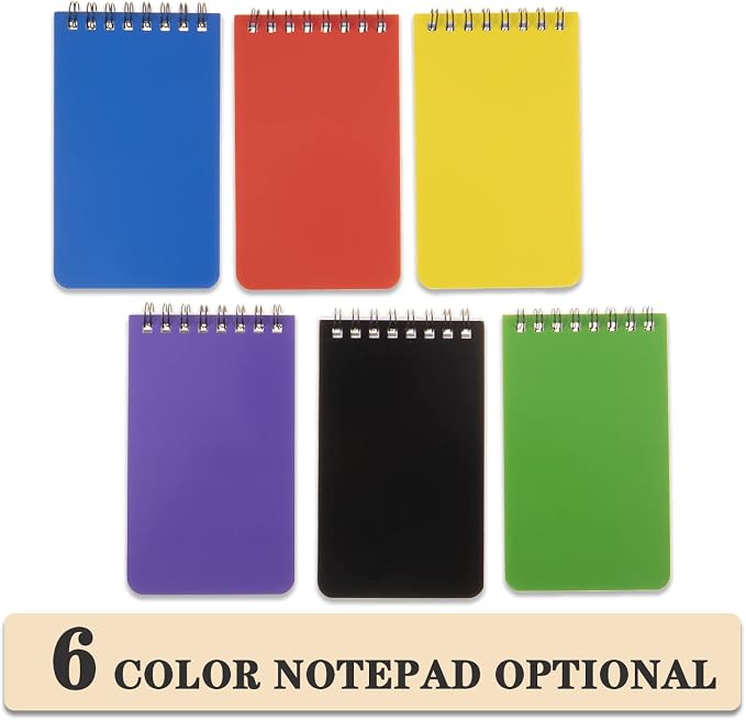 QiCheng 6pacs Pocket Notebook Mini Notepad Small Spiral Notebooks 3X5Inch | functionality PortabilityPortability convenience