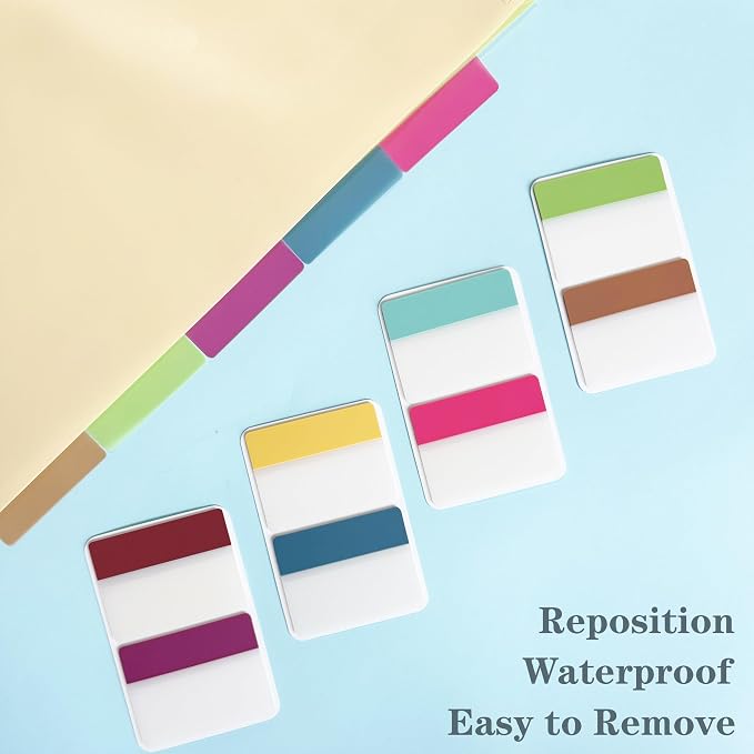 ELII 500 PCS Sticky Tabs 2 Inch Index Tabs, Colored Page Markers | Repositionable Tags,Reading Tabs,Self Adhesive,Tape Flags for Books, Binders, Notebook and File Folders,Smooth Writing