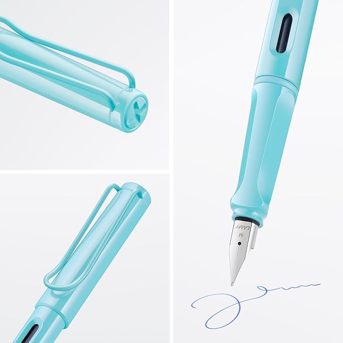 LAMY safari aquasky - Fountain Pen with ergonomic grip & polished Left-Handed steel nib (LH) in size M - ideal for any Writing & Calligraphy - including LAMY T 10 blue cartridge