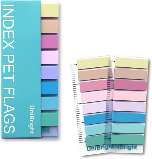 400 pcs Sticky Tabs for Books, Colored Transparent and Writable Page Markers with 4 Inch Ruler, Repositionable Strong Sticky Page Tabs for Bible, Notebook, Office & School