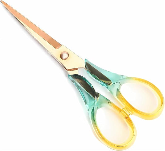 Aesthetic Yellow Transparent Acrylic Scissors, 6.3" Craft Shears with Sharp Stainless Steel Blades for Home Office & School, Cute Stationery Tools for Bullet Journaling, Scrapbooking & Gift Wrapping