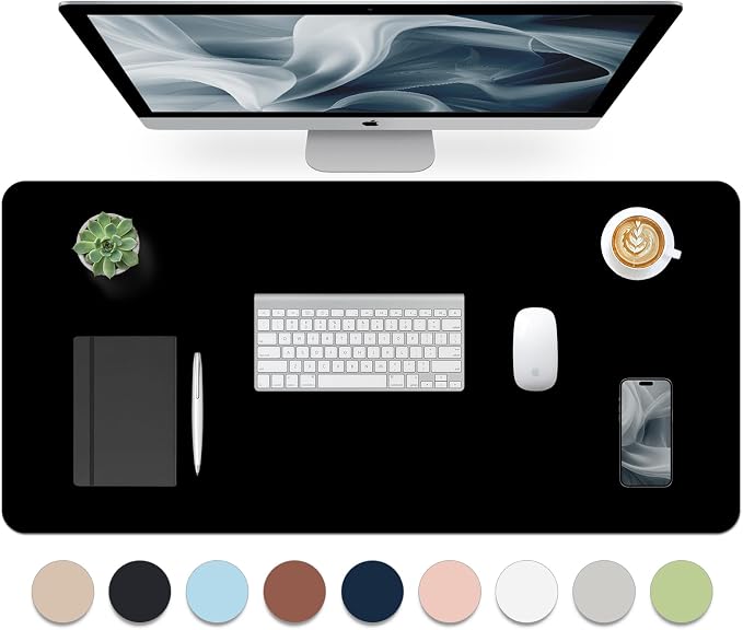 Bloss Leather Desk Pad, Non-Slip Desk Mat, Waterproof Large Mouse Pad, Mouse Mat, Computer Mat for Desk Easy Clean for Office/Home(Black, 35.4" x 15.7")