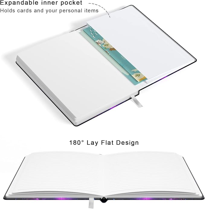 Lined Journal Notebook, Hardcover Journal for Women, Medium 5.7 x 8.4 in, 160 Pages Thick Paper, Cute Aesthetic Floral College Ruled Notebook for Writing Journaling Work School Office, Nebula