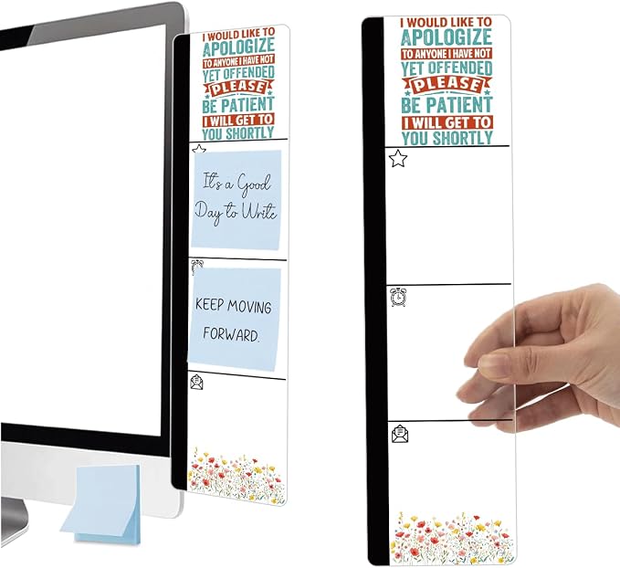 Monitor Memo Board Acrylic Sticky Note Holder Funny Sarcastic Office Desk Decor with 100 Self Stick Note Pads Not Yet Offended Quote