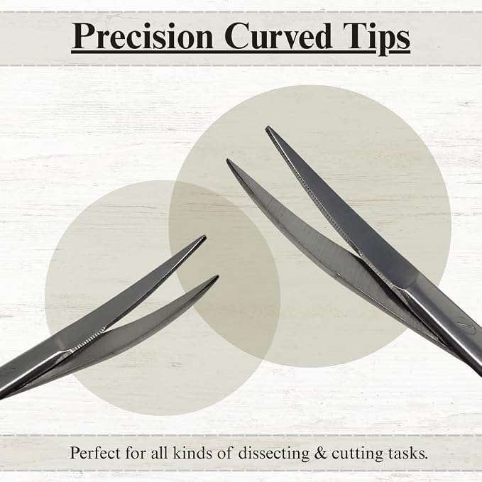 Premium Iris Scissors Micro Dissecting Scissors Curved 4.5" with Fine Sharp Blades Made of Stainless Steel Medical Surgical Tools (Black Handle)