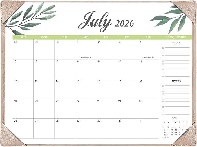 Desk Calendar 2026-2027 with Desk Mat – 17" x 12" Large Desk Pad Calendar Runs from July 2026 to December 2027, Office Supplies Desktop Monthly Calendar for Home & Office