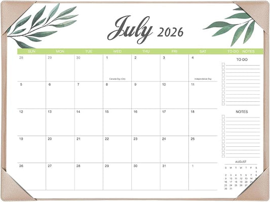 Desk Calendar 2026-2027 with Desk Mat – 17" x 12" Large Desk Pad Calendar Runs from July 2026 to December 2027, Office Supplies Desktop Monthly Calendar for Home & Office