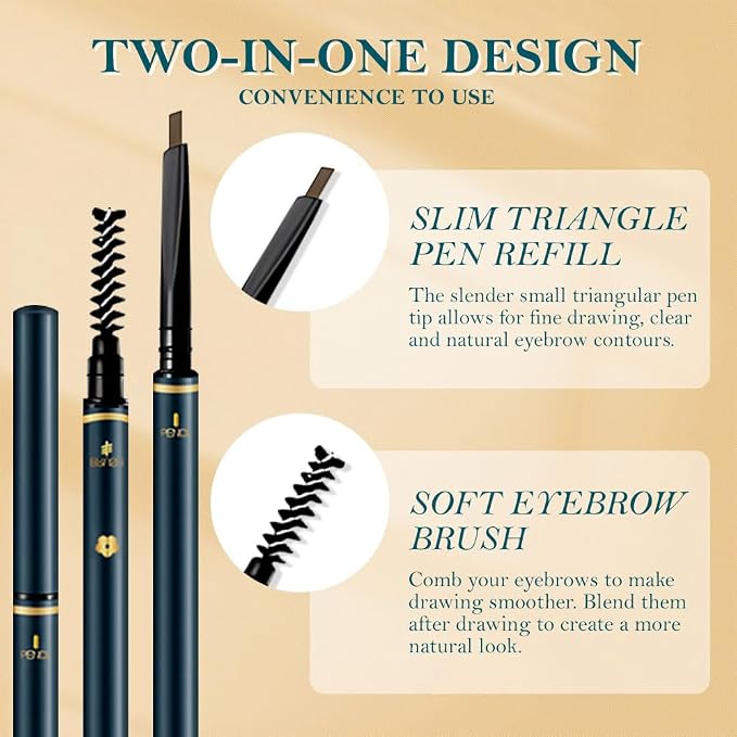 FeiCuiYun 5 Pcs Eyebrow Pencils for Women, Waterproof Professional Makeup Micro Brow Pencil, Light Brown Brow Kit with Eyebrow Brush, Ultra-Fine Mechanical Pencil, Vegan&Cruelty-Free (C06#Dark Brown)