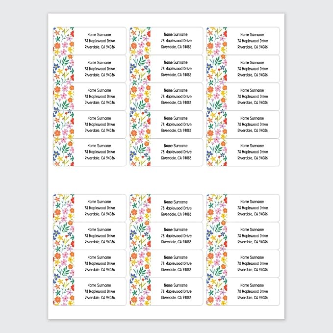 Dotty about Paper Personalized Summer Ditsy Flowers - Return Address Labels x 100