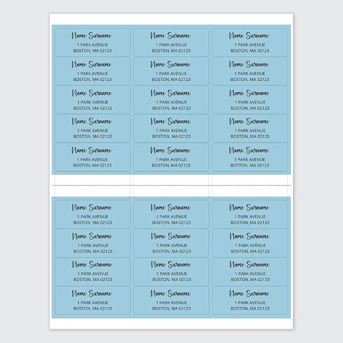 Dotty about Paper Personalized Sky Blue Colorblock - Return Address Labels x 100