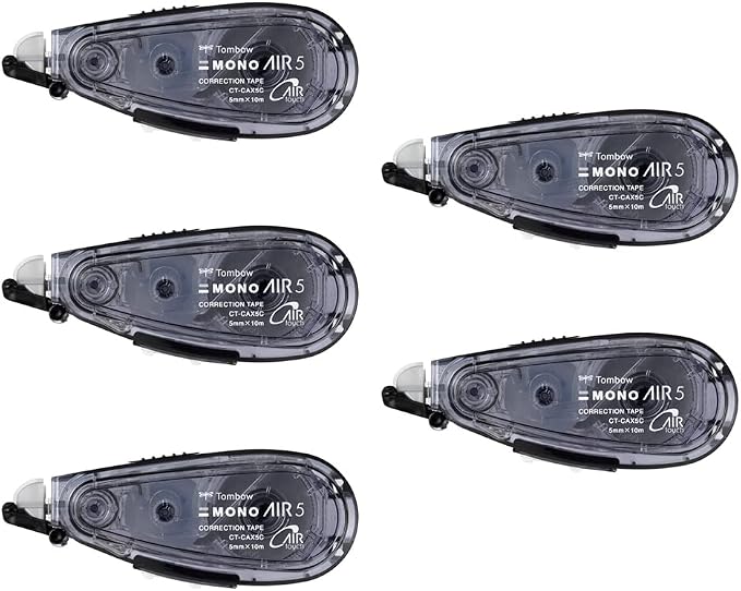 Tombow CT-CAX5C11-5P MONO Mono Air Refill Type, 0.2 inch (5 mm) Wide, Black, Set of 5