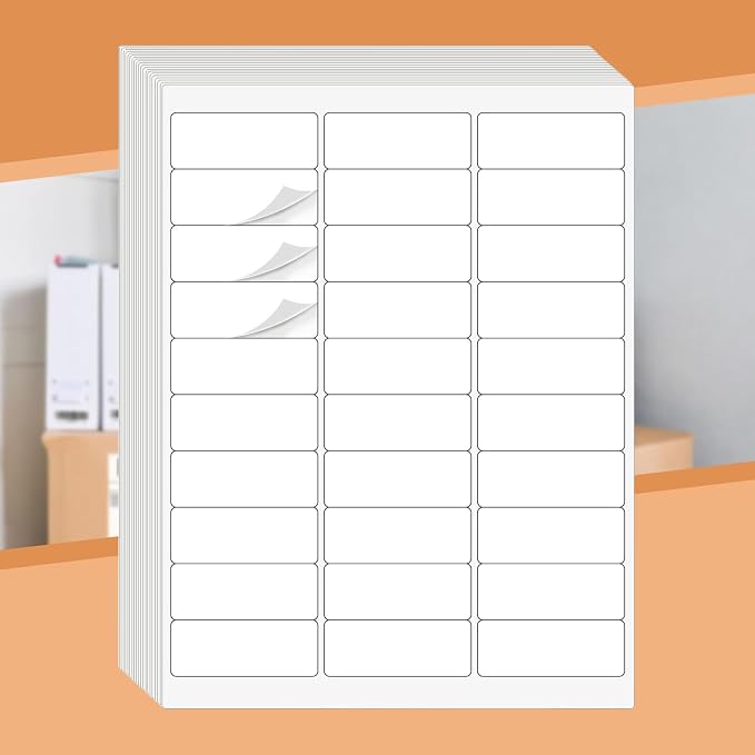 30-up 1" X 2-5/8" Address Mailing Labels for Laser and Inkjet Printers, 500 Sheets SKU Product Labels (75000 Labels)