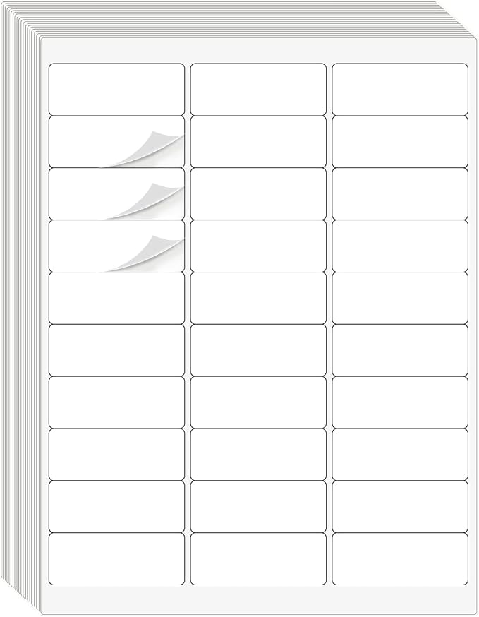 1" x2-5/8 Address Labels, 900 Label Stickers Printable White Address Labels Personalized, for Laser/Inkjet Printing - 30 Per Page (30 Sheets)