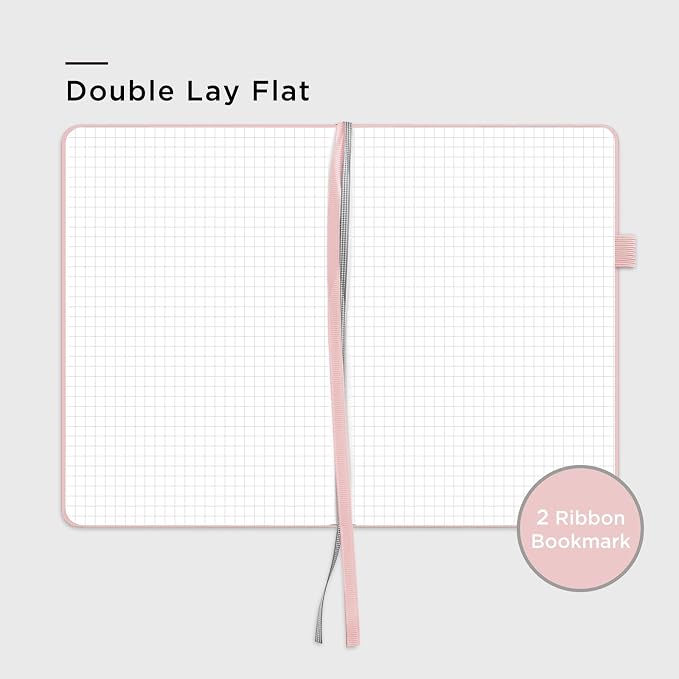 &And Per Se Graph Notebook, 5mm Grid, A5 Hardcover, 160 Pages 100gsm Thick Paper, Grid Journal for Diagrams, Wireframes, CAD Sketches (Pink)