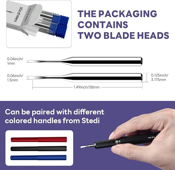 stedi 2PCS Model Scriber Chisel Replacement Blades 2mm+2.5mm | for Modeling Hobby,RG Scale Model, Engraved,Panel line,Resin,Scriber Replacement Blades. (2mm+2.5mm)